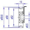 Türlaufrolle für ADX2 langsamer Türflügel, ø58x13 / ø8,5